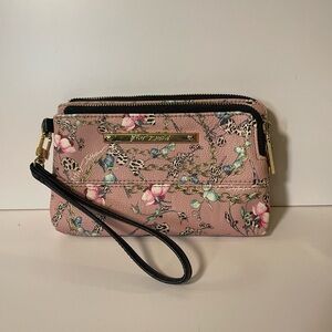 Betsey Johnson Pink Floral Wristlet Clutch